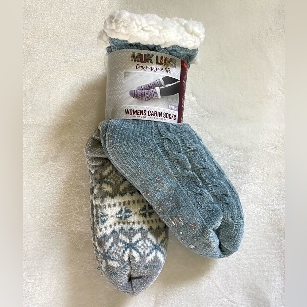 MUK LUKS Womens Cabin Socks 2 Pair S/M
